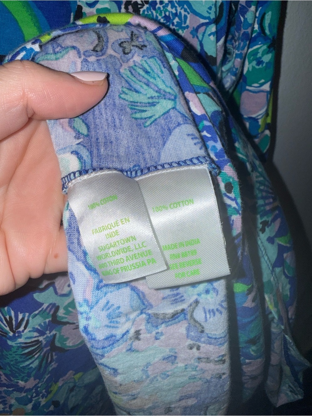 Lilly Pulitzer Alaina dress Sz XL extra large blue 100% cotton floral - Picture 10 of 11